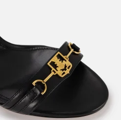 Sandali|Elisabetta Franchi Sandalo in nappa con morsetto scudetto Nero