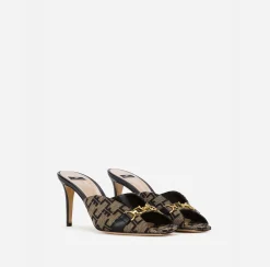 Sandali|Elisabetta Franchi Sandalo Slider Monogram Liquirizia/Nero
