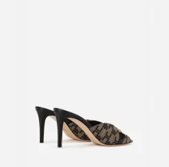 Sandali|Elisabetta Franchi Sandalo Slider Monogram Liquirizia/Nero