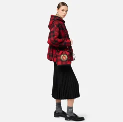 Borse A Tracolla|Elisabetta Franchi Secchiello in lana tartan RedPassion/Nero