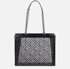 Borse A Spalla|Elisabetta Franchi Shopper grande effetto rete Nero