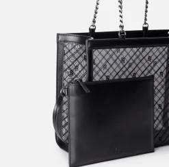Borse A Spalla|Elisabetta Franchi Shopper grande effetto rete Nero