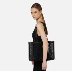 Borse A Spalla|Elisabetta Franchi Shopper grande effetto rete Nero