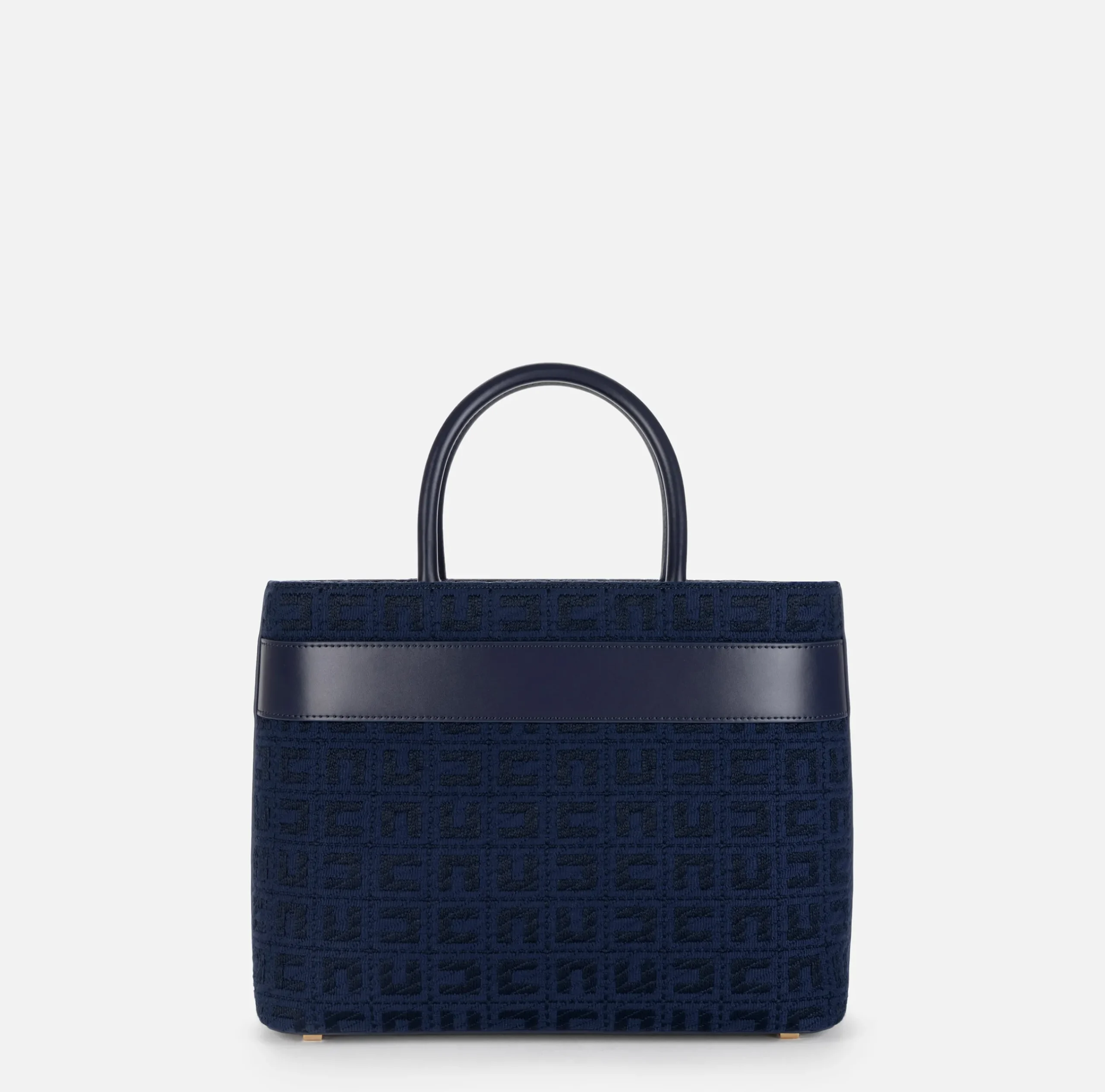 Borse A Mano|Elisabetta Franchi Shopper grande in tessuto jacquard con morsetto Navy