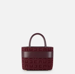 Borse A Mano|Elisabetta Franchi Shopper piccola in tessuto jacquard con morsetto RougeNoir