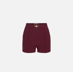 Pantaloni E Shorts|Elisabetta Franchi Shorts in crêpe stretch con morsetto RougeNoir