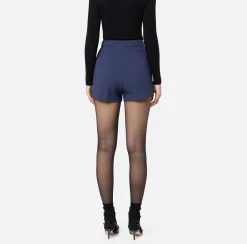Pantaloni E Shorts|Elisabetta Franchi Shorts in crêpe stretch con morsetto Navy