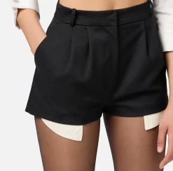 Pantaloni E Shorts|Elisabetta Franchi Shorts in fresco di lana con sacco tasche Nero