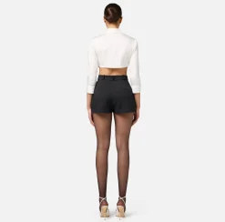 Pantaloni E Shorts|Elisabetta Franchi Shorts in fresco di lana con sacco tasche Nero