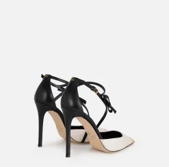 Décolleté|Elisabetta Franchi Slingback in nappa bicolore Nero/Burro