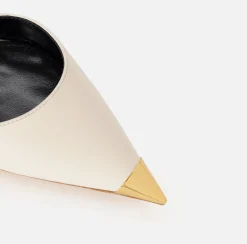 Décolleté|Elisabetta Franchi Slingback in nappa con puntalino in metallo Burro