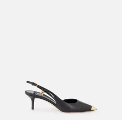 Décolleté|Elisabetta Franchi Slingback in nappa con puntalino in metallo Nero