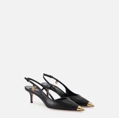 Décolleté|Elisabetta Franchi Slingback in nappa con puntalino in metallo Nero