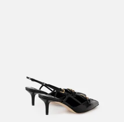 Décolleté|Elisabetta Franchi Slingback in pelle con morsetto Nero