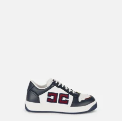 Sneakers E Scarpe Basse|Elisabetta Franchi Sneakers in pelle logo bicolor Navy/Avorio