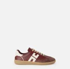 Sneakers E Scarpe Basse|Elisabetta Franchi Sneakers in pelle scudetto RougeNoir/Burro