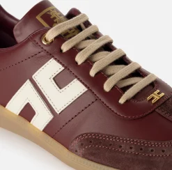 Sneakers E Scarpe Basse|Elisabetta Franchi Sneakers in pelle scudetto RougeNoir/Burro