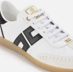 Sneakers E Scarpe Basse|Elisabetta Franchi Sneakers in pelle scudetto Avorio/Nero