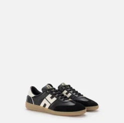 Sneakers E Scarpe Basse|Elisabetta Franchi Sneakers in pelle scudetto Nero/Burro