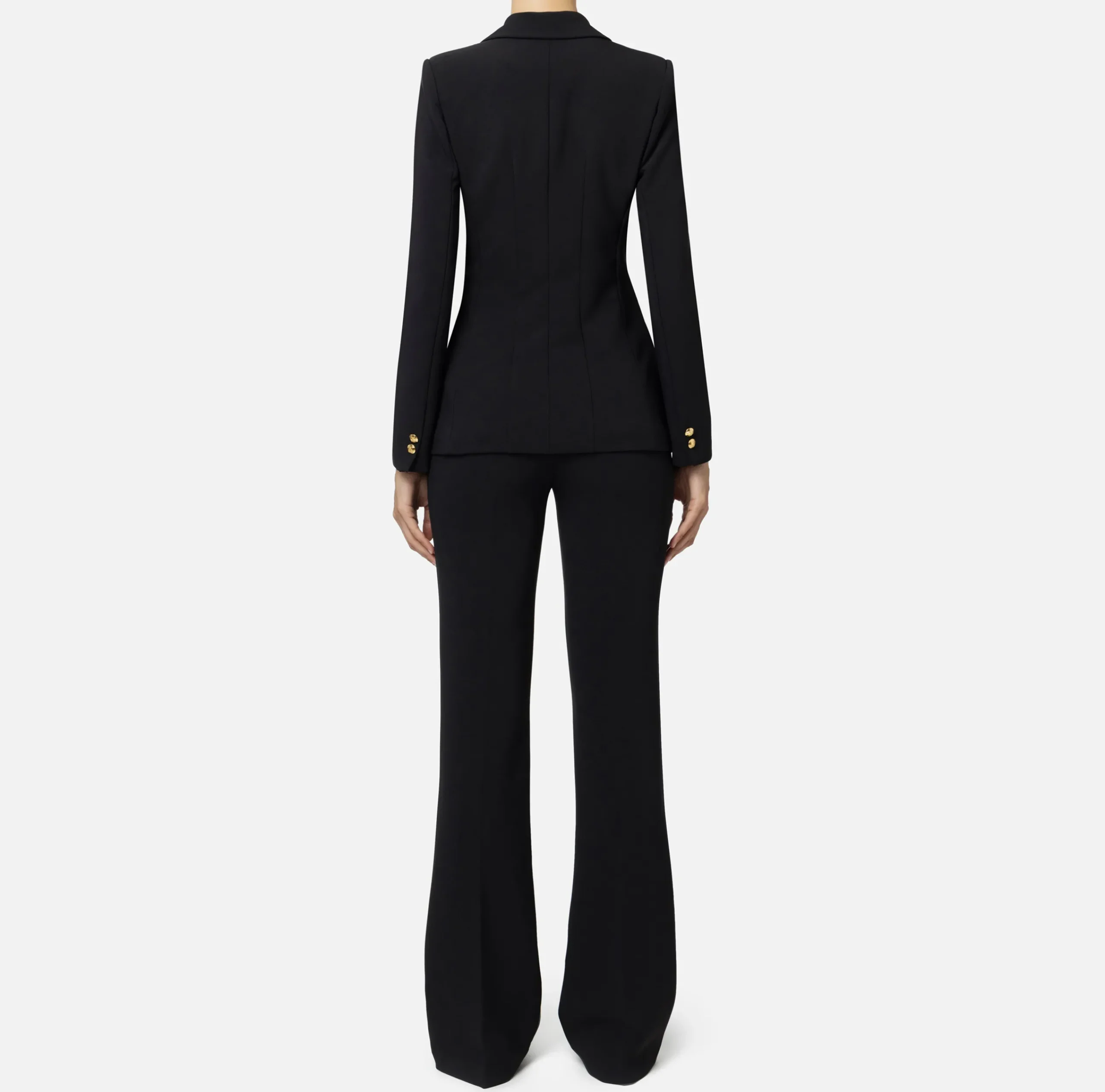 Tailleur|Elisabetta Franchi Tailleur in crêpe stretch con giacca sfiancata e pantalone dritto Nero