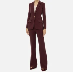 Tailleur|Elisabetta Franchi Tailleur in crêpe stretch con giacca sfiancata e pantalone dritto RougeNoir