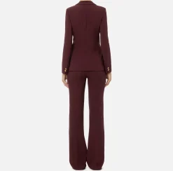 Tailleur|Elisabetta Franchi Tailleur in crêpe stretch con giacca sfiancata e pantalone dritto RougeNoir