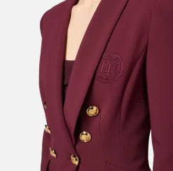 Tailleur|Elisabetta Franchi Tailleur in doppio crêpe stretch con giacca sciallata e pantalone a palazzo RougeNoir