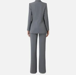 Tailleur|Elisabetta Franchi Tailleur in doppio crêpe stretch con giacca dritta e pantalone a palazzo Steel