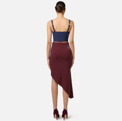 Top, T-Shirt & Body|Elisabetta Franchi Top balconcino in doppio crêpe con motivo di zip Navy