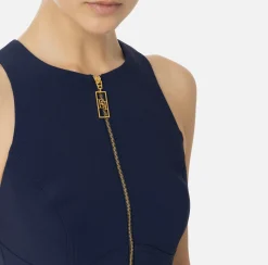 Top, T-Shirt & Body|Elisabetta Franchi Top cropped in doppio crêpe con zip Navy