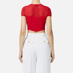 Top, T-Shirt & Body|Elisabetta Franchi Top cropped in viscosa motivo chevron RedPassion