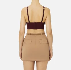 Top, T-Shirt & Body|Elisabetta Franchi Top in doppio crêpe con placca logo RougeNoir