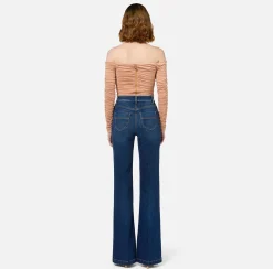 Top, T-Shirt & Body|Elisabetta Franchi Top in jersey cupro drappeggiato PeachRose