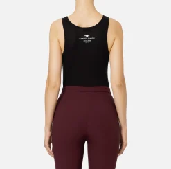 Top, T-Shirt & Body|Elisabetta Franchi Top in jersey e lana con logo Nero