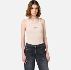 Top, T-Shirt & Body|Elisabetta Franchi Top in jersey e lana con logo Lattice