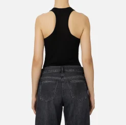 Top, T-Shirt & Body|Elisabetta Franchi Top in jersey e lana con logo Nero