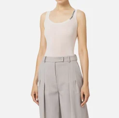 Top, T-Shirt & Body|Elisabetta Franchi Top in lana merino con logo jacquard Lattice