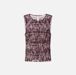 Top, T-Shirt & Body|Elisabetta Franchi Top in tulle ricamato con paillettes pixel RougeNoir