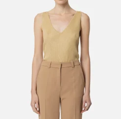 Top, T-Shirt & Body|Elisabetta Franchi Top in viscosa a costina plissé Crema