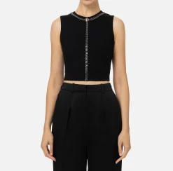 Top, T-Shirt & Body|Elisabetta Franchi Top in viscosa con catena Nero