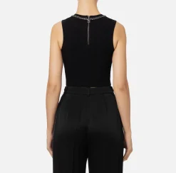 Top, T-Shirt & Body|Elisabetta Franchi Top in viscosa con catena Nero
