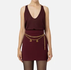 Top, T-Shirt & Body|Elisabetta Franchi Top in viscosa lucida RougeNoir