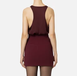 Top, T-Shirt & Body|Elisabetta Franchi Top in viscosa lucida RougeNoir