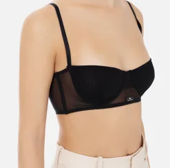 Top, T-Shirt & Body|Elisabetta Franchi Top reggiseno in tulle stretch Nero