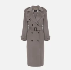Capispalla|Elisabetta Franchi Trench in lana Steel
