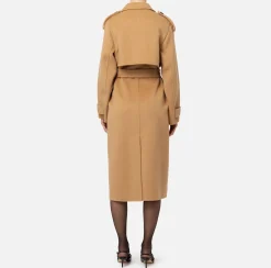 Capispalla|Elisabetta Franchi Trench in lana Camel