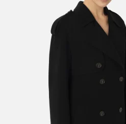 Capispalla|Elisabetta Franchi Trench in lana Nero