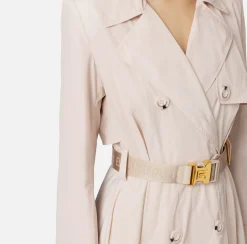 Giacche & Trench|Elisabetta Franchi Trench in nylon con gonna a ruota e cintura Lattice
