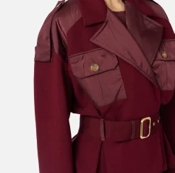Giacche & Trench|Elisabetta Franchi Trench in viscosa con inserti in vela RougeNoir