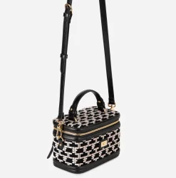 Valigeria|Borse A Mano|Elisabetta Franchi Trousse Monogram Travel Nero/Burro